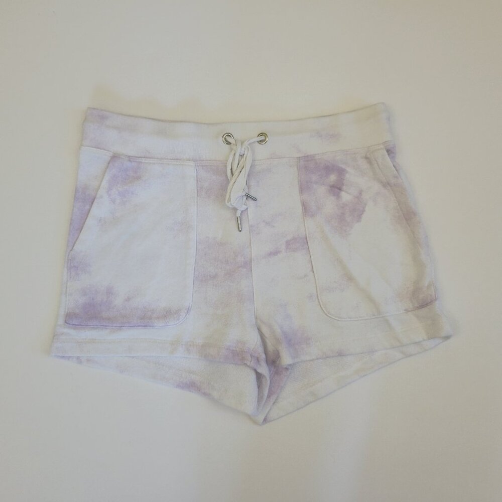 RAILS Robin Terry Lounge High Rise Tie Waist Shorts in Lavender Tie Dye